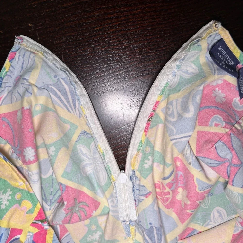 Y2K VTG Tropical Patchwork Skort Multi Color Cotton Tropical Vacation Resort